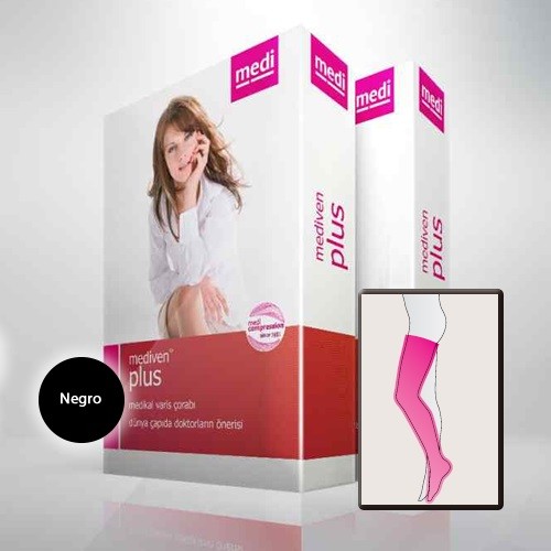 Mediven Plus A-G Media Hasta Muslo ccl 2 t 3 regular negro puntera abierta